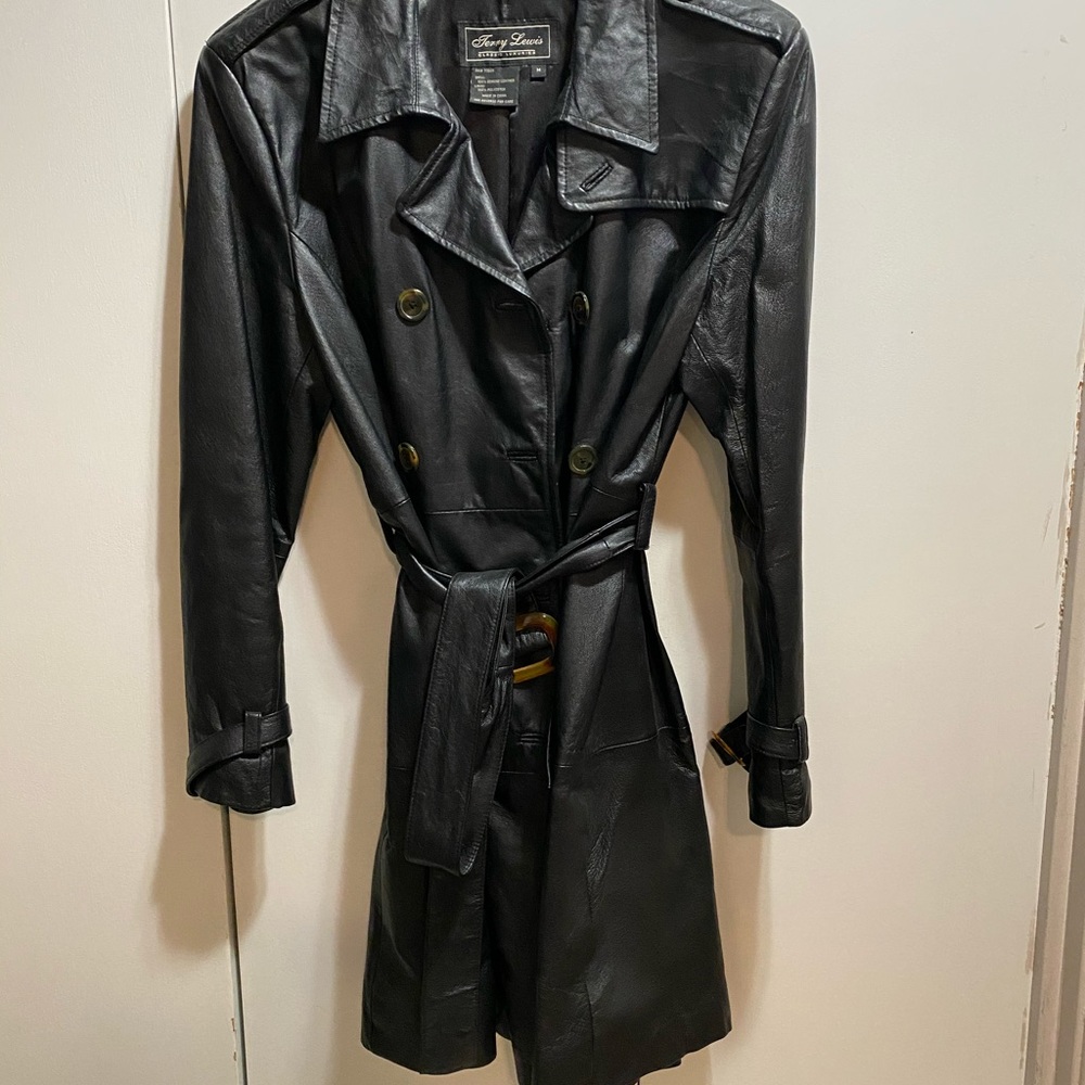 Vintage leather Trench Coat